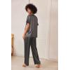 Ekouaer Satin Pajama Set Womens Silk Short Sleeve V Neck Shirt with Long Pant Soft Loungewear Pjs Set(Dark Grey)