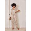 Ekouaer Satin Pajama Set Womens Silk Short Sleeve V Neck Shirt with Long Pant Soft Loungewear Pjs Set(Floral Apricot)