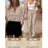 Ekouaer Satin Pajama Set Womens Silk Short Sleeve V Neck Shirt with Long Pant Soft Loungewear Pjs Set(Floral Apricot)