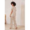 Ekouaer Satin Pajama Set Womens Silk Short Sleeve V Neck Shirt with Long Pant Soft Loungewear Pjs Set(Floral Apricot)