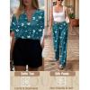 Ekouaer Satin Pajama Set Womens Silk Short Sleeve V Neck Shirt with Long Pant Soft Loungewear Pjs Set(Floral Blue/Green)