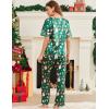 Ekouaer Satin Pajama Set Womens Silk Short Sleeve V Neck Shirt with Long Pant Soft Loungewear Pjs Set(Green Christmas)