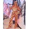 Ekouaer Satin Pajama Set Womens Silk Short Sleeve V Neck Shirt with Long Pant Soft Loungewear Pjs Set(Halloween Orange)
