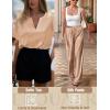 Ekouaer Satin Pajama Set Womens Silk Short Sleeve V Neck Shirt with Long Pant Soft Loungewear Pjs Set(Khaki)