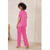 Ekouaer Satin Pajama Set Womens Silk Short Sleeve V Neck Shirt with Long Pant Soft Loungewear Pjs Set(Pink Leopard)