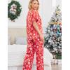 Ekouaer Satin Pajama Set Womens Silk Short Sleeve V Neck Shirt with Long Pant Soft Loungewear Pjs Set(Red Christmas)