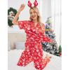 Ekouaer Satin Pajama Set Womens Silk Short Sleeve V Neck Shirt with Long Pant Soft Loungewear Pjs Set(Red Christmas)