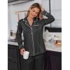 Ekouaer Satin Pajama Set for Women Silky Sleepwear Long Sleeve Top and Pants Button Down Pjs Lounge Set(Black)
