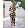 Ekouaer Satin Pajama Set for Women Silky Sleepwear Long Sleeve Top and Pants Button Down Pjs Lounge Set(Black Popcorn)