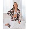 Ekouaer Satin Pajama Set for Women Silky Sleepwear Long Sleeve Top and Pants Button Down Pjs Lounge Set(Black Popcorn)