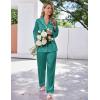 Ekouaer Satin Pajama Set for Women Silky Sleepwear Long Sleeve Top and Pants Button Down Pjs Lounge Set(Blue Green)