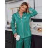Ekouaer Satin Pajama Set for Women Silky Sleepwear Long Sleeve Top and Pants Button Down Pjs Lounge Set(Blue Green)