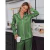 Ekouaer Satin Pajama Set for Women Silky Sleepwear Long Sleeve Top and Pants Button Down Pjs Lounge Set(Bright Green)