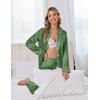 Ekouaer Satin Pajama Set for Women Silky Sleepwear Long Sleeve Top and Pants Button Down Pjs Lounge Set(Bright Green)