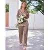 Ekouaer Satin Pajama Set for Women Silky Sleepwear Long Sleeve Top and Pants Button Down Pjs Lounge Set(Brown)