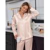 Ekouaer Satin Pajama Set for Women Silky Sleepwear Long Sleeve Top and Pants Button Down Pjs Lounge Set(Champagne)