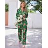 Ekouaer Satin Pajama Set for Women Silky Sleepwear Long Sleeve Top and Pants Button Down Pjs Lounge Set(Green Christmas)