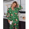 Ekouaer Satin Pajama Set for Women Silky Sleepwear Long Sleeve Top and Pants Button Down Pjs Lounge Set(Green Christmas)