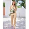 Ekouaer Satin Pajama Set for Women Silky Sleepwear Long Sleeve Top and Pants Button Down Pjs Lounge Set(Khaki)