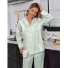 Ekouaer Satin Pajama Set for Women Silky Sleepwear Long Sleeve Top and Pants Button Down Pjs Lounge Set(Light Green)