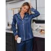 Ekouaer Satin Pajama Set for Women Silky Sleepwear Long Sleeve Top and Pants Button Down Pjs Lounge Set(Navy Blue)