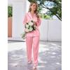 Ekouaer Satin Pajama Set for Women Silky Sleepwear Long Sleeve Top and Pants Button Down Pjs Lounge Set(Pink)