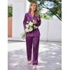 Ekouaer Satin Pajama Set for Women Silky Sleepwear Long Sleeve Top and Pants Button Down Pjs Lounge Set(Purple)