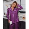 Ekouaer Satin Pajama Set for Women Silky Sleepwear Long Sleeve Top and Pants Button Down Pjs Lounge Set(Purple)