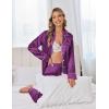 Ekouaer Satin Pajama Set for Women Silky Sleepwear Long Sleeve Top and Pants Button Down Pjs Lounge Set(Purple)