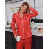Ekouaer Satin Pajama Set for Women Silky Sleepwear Long Sleeve Top and Pants Button Down Pjs Lounge Set(Red)