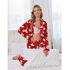 Ekouaer Satin Pajama Set for Women Silky Sleepwear Long Sleeve Top and Pants Button Down Pjs Lounge Set(Red Christmas)