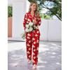 Ekouaer Satin Pajama Set for Women Silky Sleepwear Long Sleeve Top and Pants Button Down Pjs Lounge Set(Red Christmas)