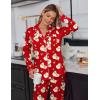 Ekouaer Satin Pajama Set for Women Silky Sleepwear Long Sleeve Top and Pants Button Down Pjs Lounge Set(Red Christmas)
