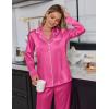 Ekouaer Satin Pajama Set for Women Silky Sleepwear Long Sleeve Top and Pants Button Down Pjs Lounge Set(Rose Red)