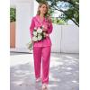 Ekouaer Satin Pajama Set for Women Silky Sleepwear Long Sleeve Top and Pants Button Down Pjs Lounge Set(Rose Red)