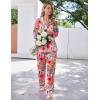 Ekouaer Satin Pajama Set for Women Silky Sleepwear Long Sleeve Top and Pants Button Down Pjs Lounge Set(Rose Red Books)