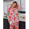 Ekouaer Satin Pajama Set for Women Silky Sleepwear Long Sleeve Top and Pants Button Down Pjs Lounge Set(Rose Red Books)