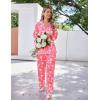 Ekouaer Satin Pajama Set for Women Silky Sleepwear Long Sleeve Top and Pants Button Down Pjs Lounge Set(Rose Red Cups)