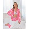 Ekouaer Satin Pajama Set for Women Silky Sleepwear Long Sleeve Top and Pants Button Down Pjs Lounge Set(Rose Red Cups)