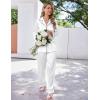 Ekouaer Satin Pajama Set for Women Silky Sleepwear Long Sleeve Top and Pants Button Down Pjs Lounge Set(White)
