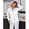 Ekouaer Satin Pajama Set for Women Silky Sleepwear Long Sleeve Top and Pants Button Down Pjs Lounge Set(White)