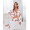 Ekouaer Satin Pajama Set for Women Silky Sleepwear Long Sleeve Top and Pants Button Down Pjs Lounge Set(White Bottles)