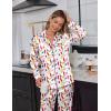 Ekouaer Satin Pajama Set for Women Silky Sleepwear Long Sleeve Top and Pants Button Down Pjs Lounge Set(White Bottles)