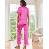 Ekouaer Satin Pajamas Set Women Short Sleeve Sleepwear Soft Button Down Loungewear Pjs Set(Black/Pink Leopard)