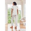 Ekouaer Satin Pajamas Set Women Short Sleeve Sleepwear Soft Button Down Loungewear Pjs Set(Black/White)