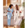 Ekouaer Satin Pajamas Set Women Short Sleeve Sleepwear Soft Button Down Loungewear Pjs Set(Champagne/Light Blue)