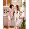 Ekouaer Satin Pajamas Set Women Short Sleeve Sleepwear Soft Button Down Loungewear Pjs Set(Champagne/Pink)