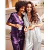 Ekouaer Satin Pajamas Set Women Short Sleeve Sleepwear Soft Button Down Loungewear Pjs Set(Purple/White)