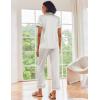 Ekouaer Satin Pajamas Set Women Short Sleeve Sleepwear Soft Button Down Loungewear Pjs Set(Purple/White)