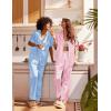 Ekouaer Satin Pajamas Set Women Short Sleeve Sleepwear Soft Button Down Loungewear Pjs Set(Striped Pink/Striped Blue)
